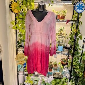 Pink Ombre V-Neck Dress